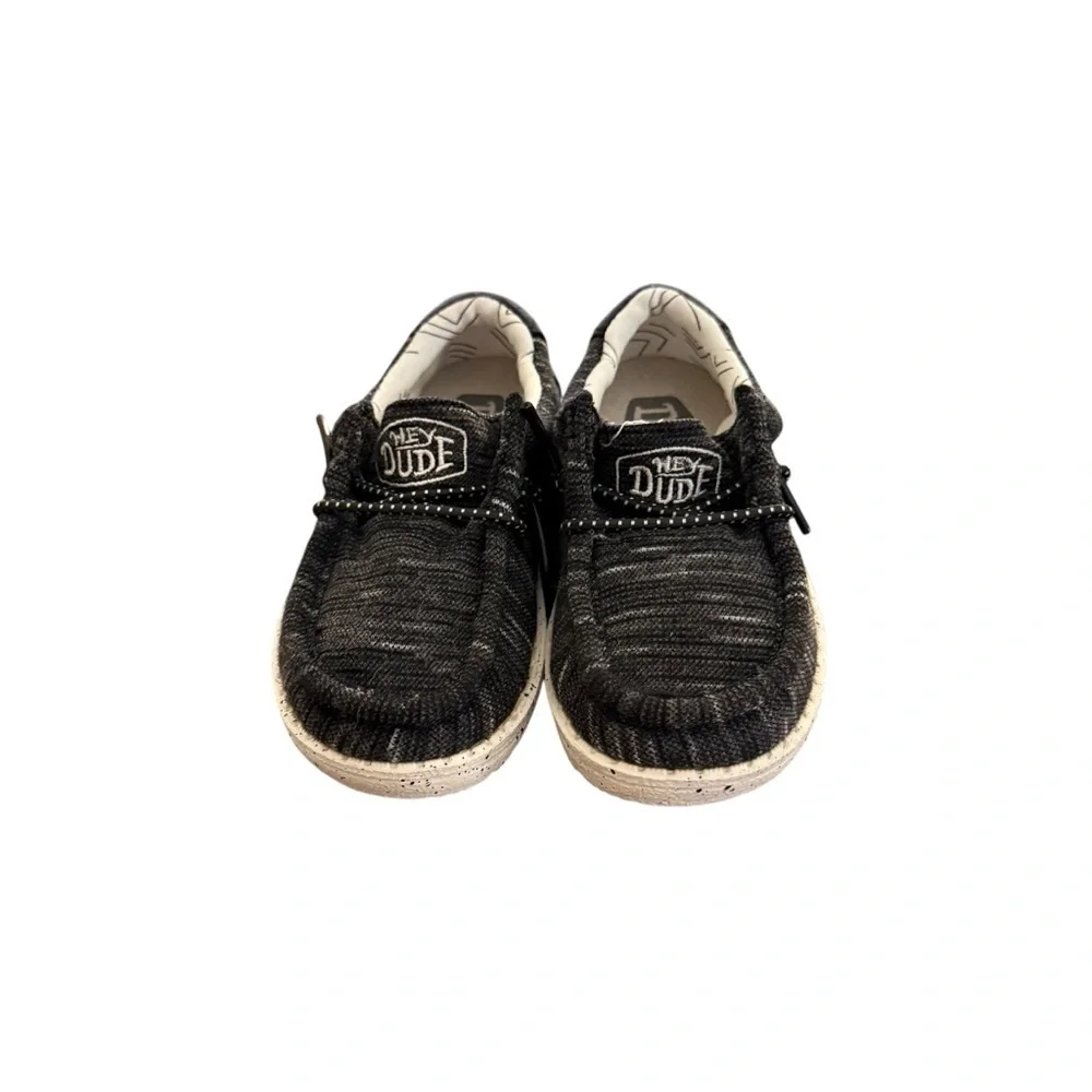 Hey Dude Kids Black and Gray Wally Toddler Stretch Shoes
